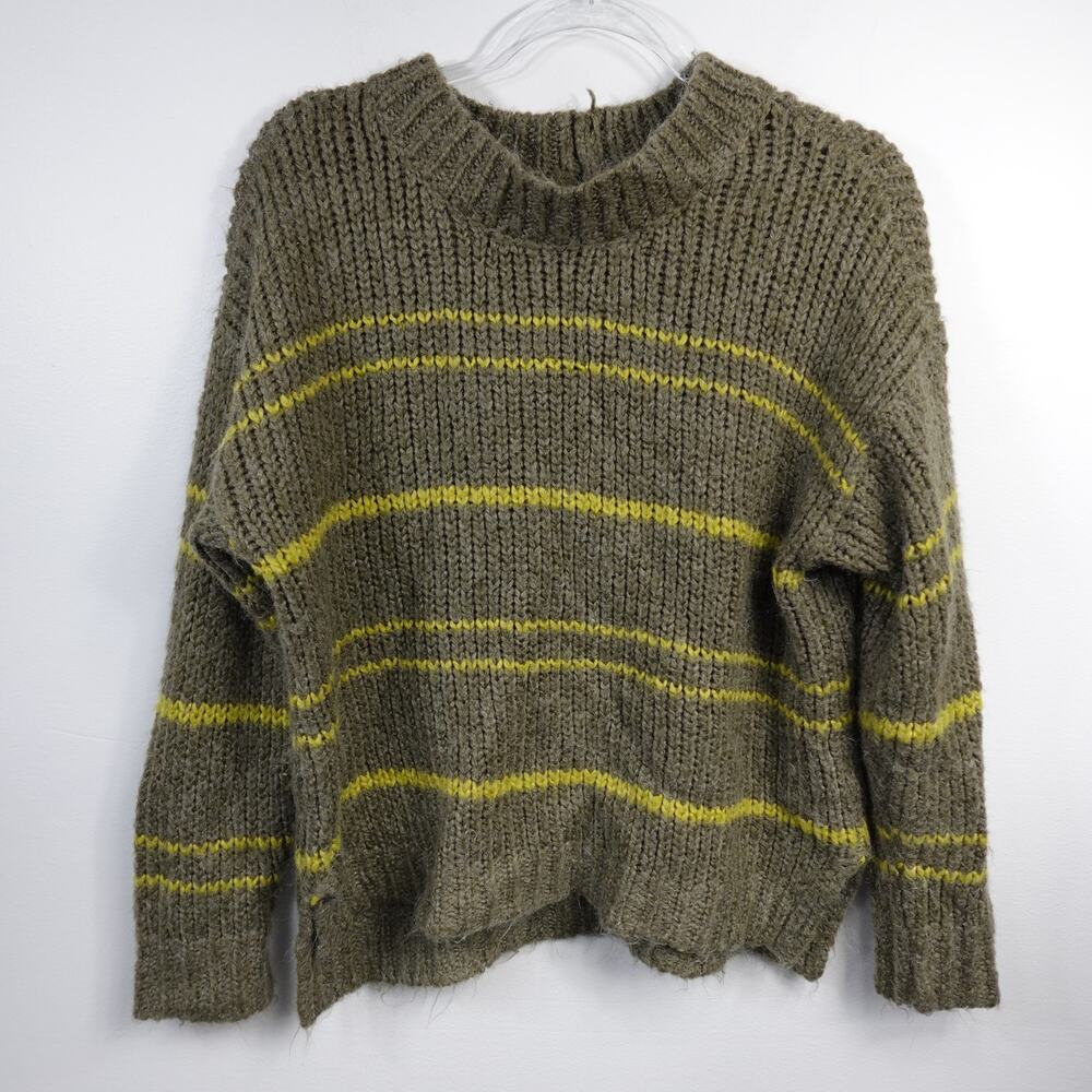 Aerie Olive Green Yellow Oversized Sweater XS Grandpacore Cozy Knit